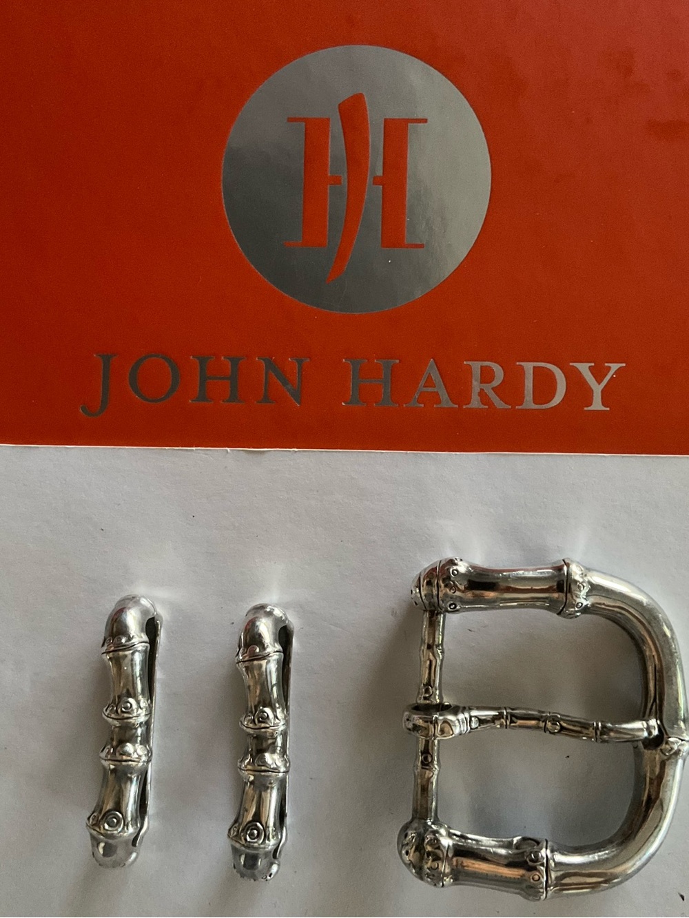John Hardy Sterling Silver Bamboo Collection Buckle and Matching Hardware
